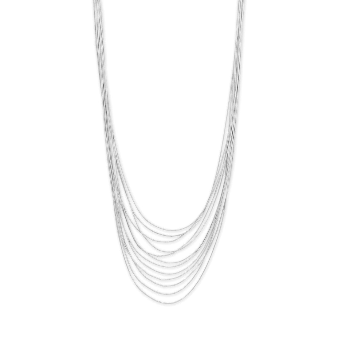 30&quot; + 1&quot; Graduated 12 Strand Liquid Silver Necklace